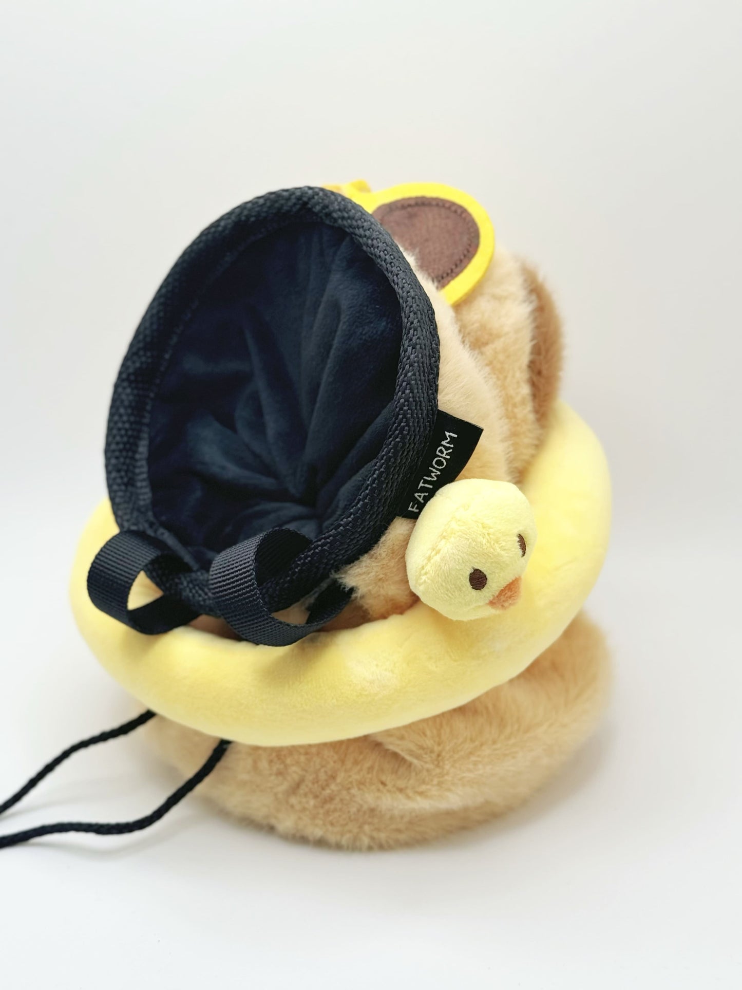 Beachwear Capybara Yellow Duck Swim Ring Climbing Chalk Bag - Summer Special Edition featuring a capybara with sunglasses and a detachable yellow duck swim ring. Cute climbing chalk bag