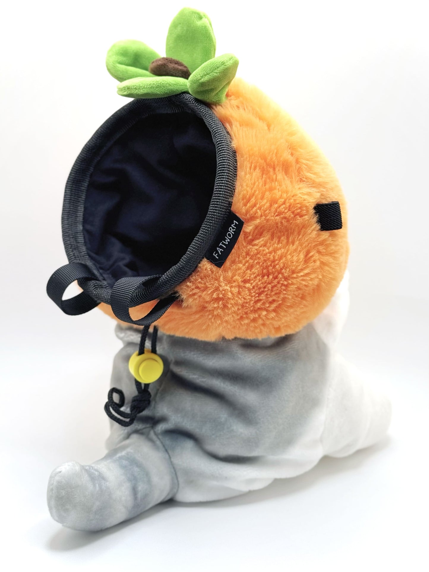 Climbing plush chalk bag – handmade Mofusand persimmon peanut anime gear by Fatworm, perfect for bouldering and rock climbing
