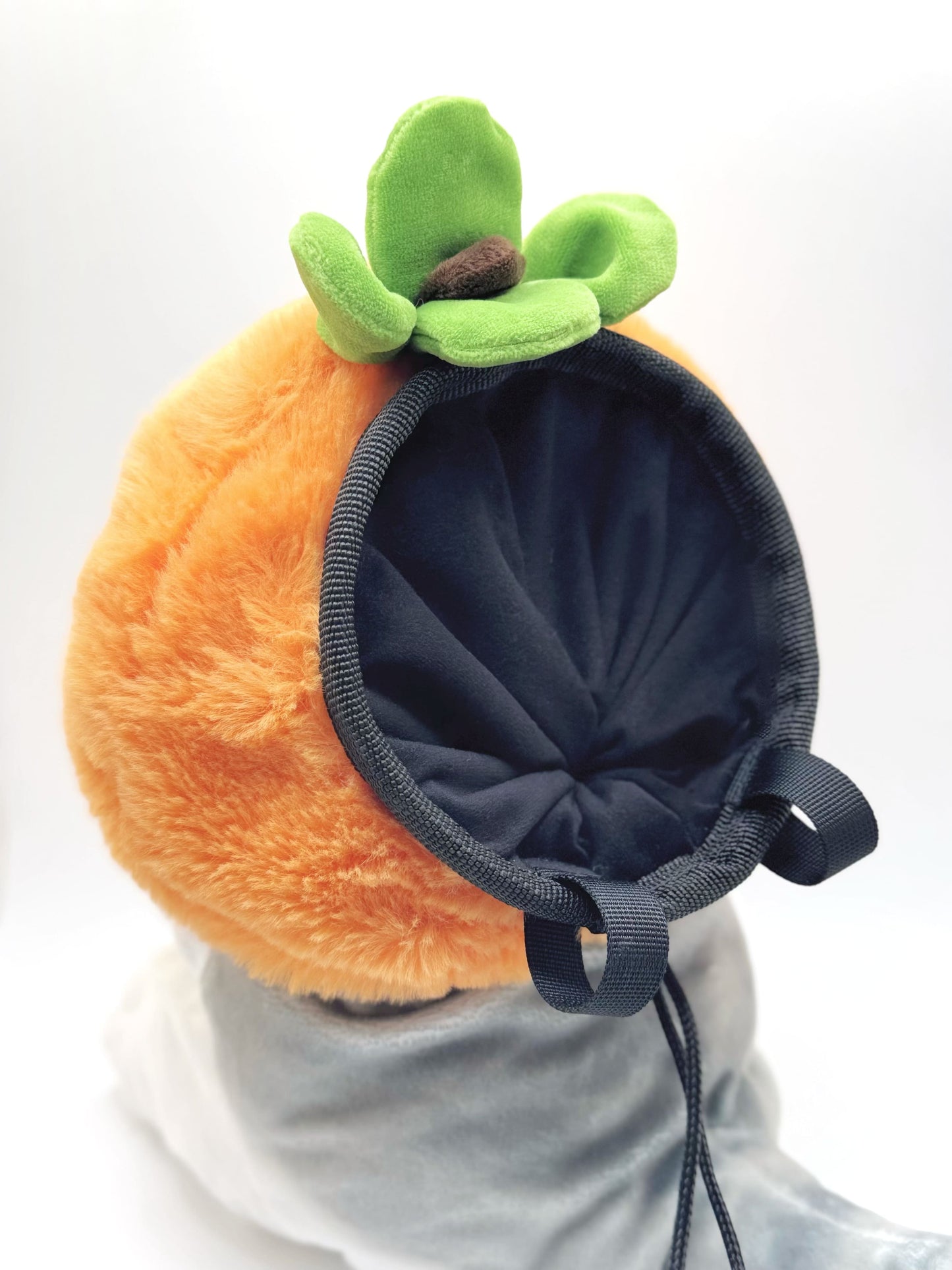 Climbing plush chalk bag – handmade Mofusand persimmon peanut anime gear by Fatworm, perfect for bouldering and rock climbing