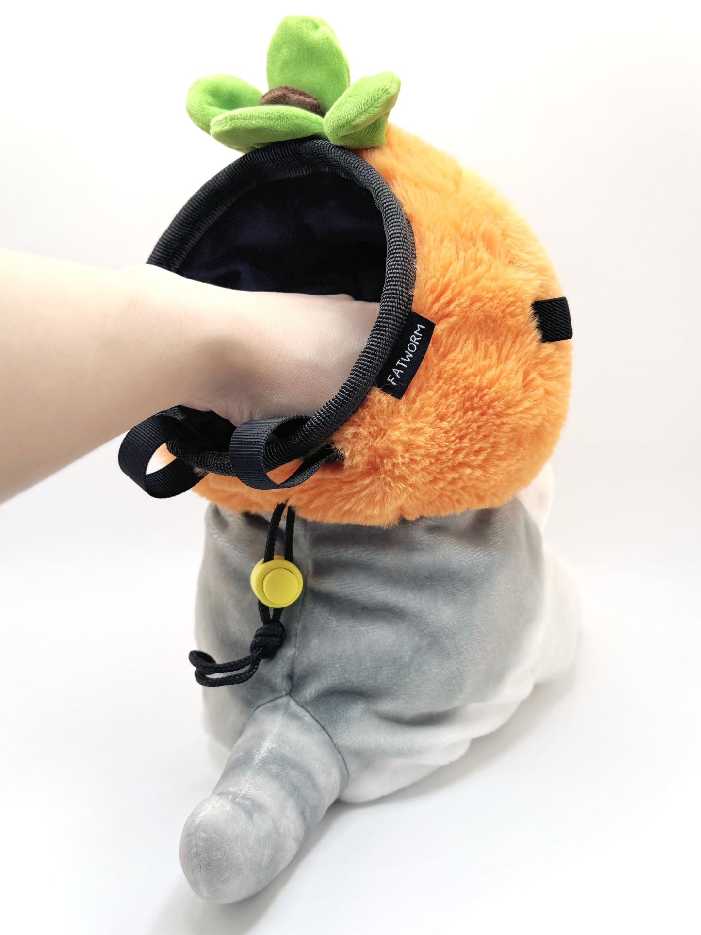 Climbing plush chalk bag – handmade Mofusand persimmon peanut anime gear by Fatworm, perfect for bouldering and rock climbing
