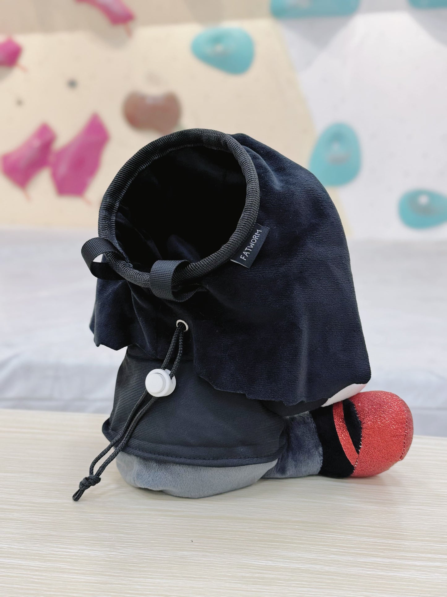 Halloween Limited Edition Billy SAW Chalk Bag — movie-inspired handmade plush chalk bag by Fatworm, perfect for bouldering and sport climbing.