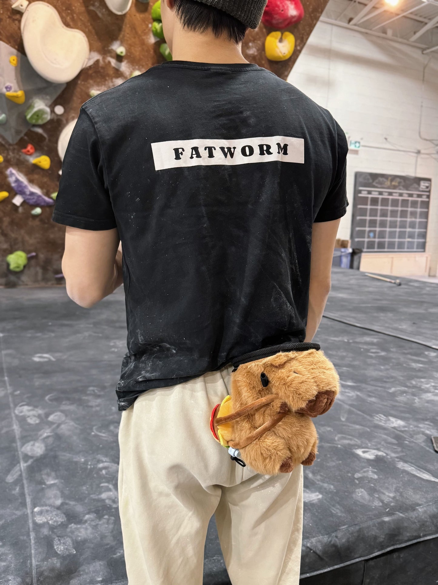 fatworm capybara climbing chalk bag cute burger backpack animal plush chalk bag