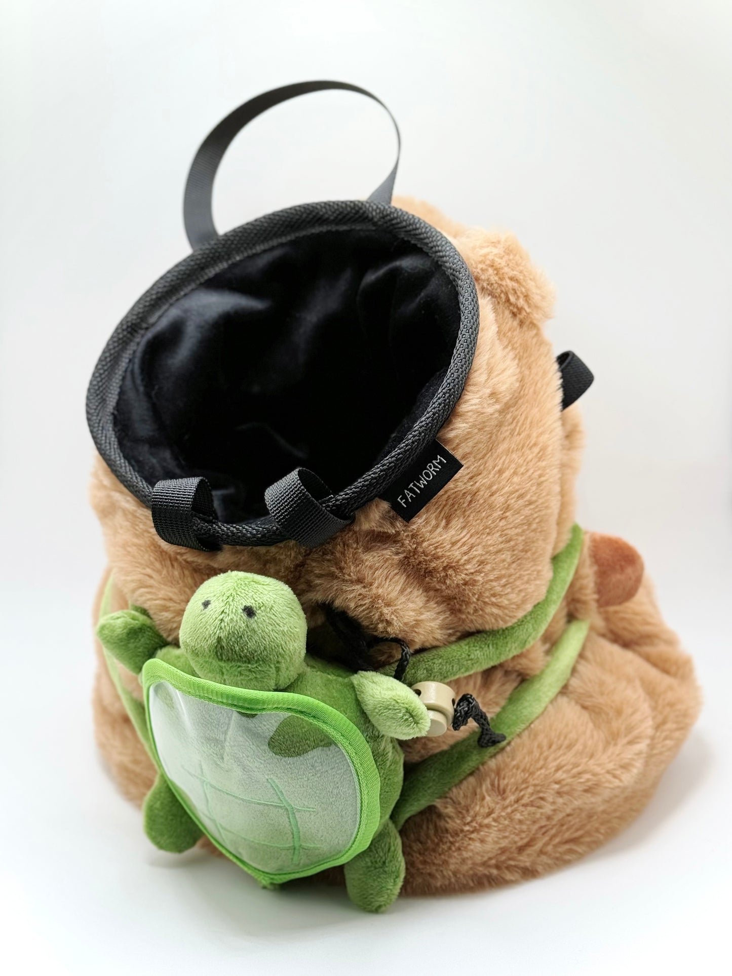 capybara turtle climbing chalk bucket chalk bag cute animal