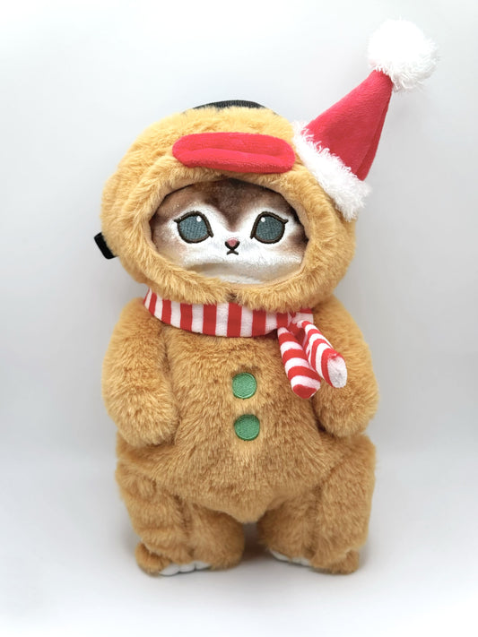 Mofusand cat climbing chalk bag – cute gingerbread shark cat design, perfect for bouldering and sport climbing, handmade by fatworm