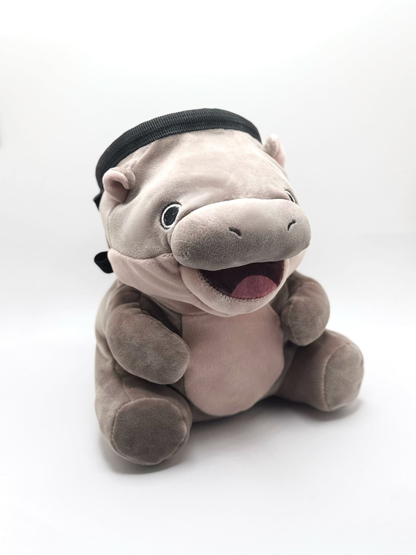 animal Moo Deng Pygmy Hippo Chalk Bag – Handmade plush climbing bag for bouldering and rock climbing by Fatworm Chalk bag. Cute, functional, and unique!