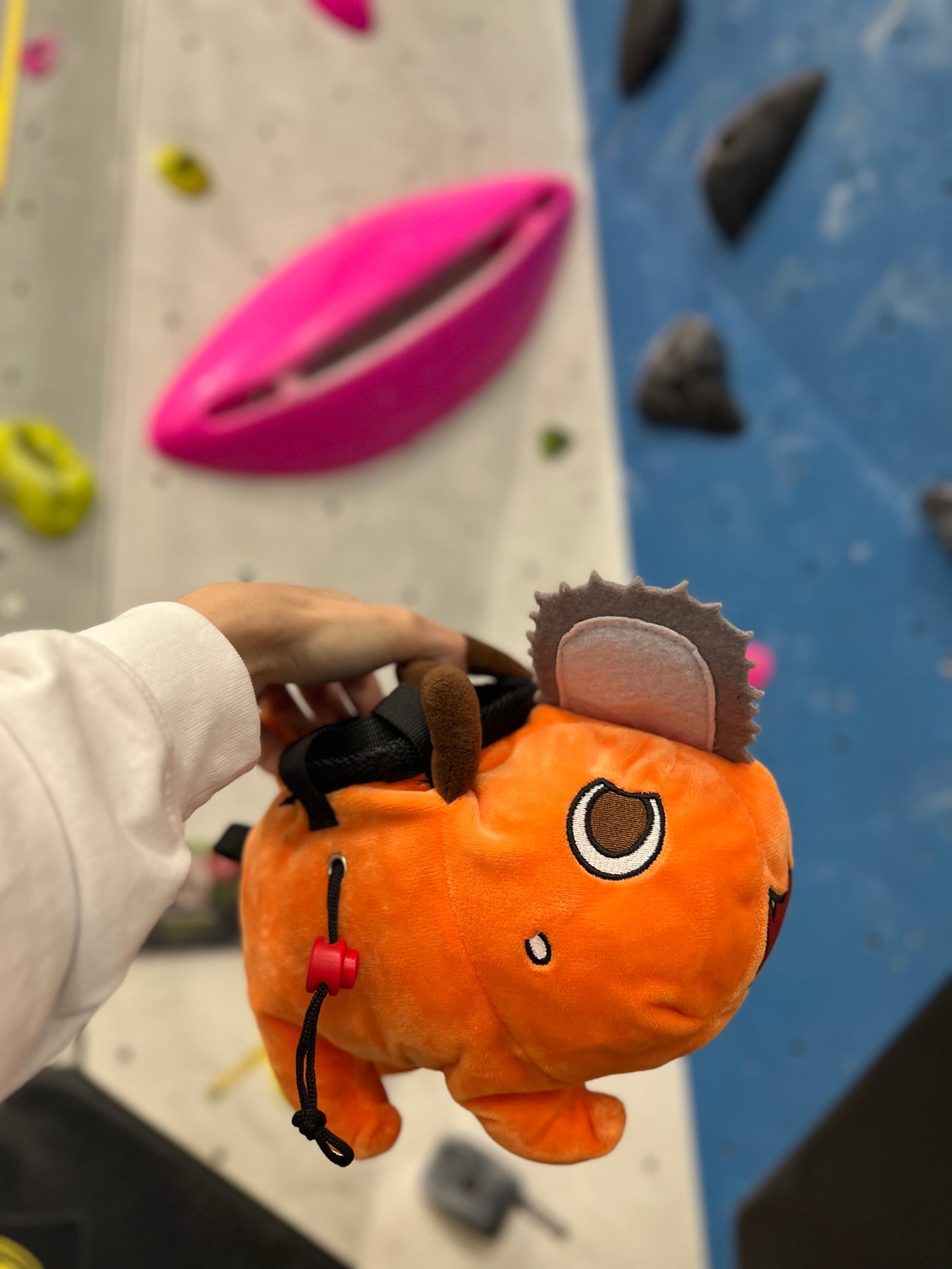 Chainsaw Man anime Pochita plush chalk bag for rock climbing