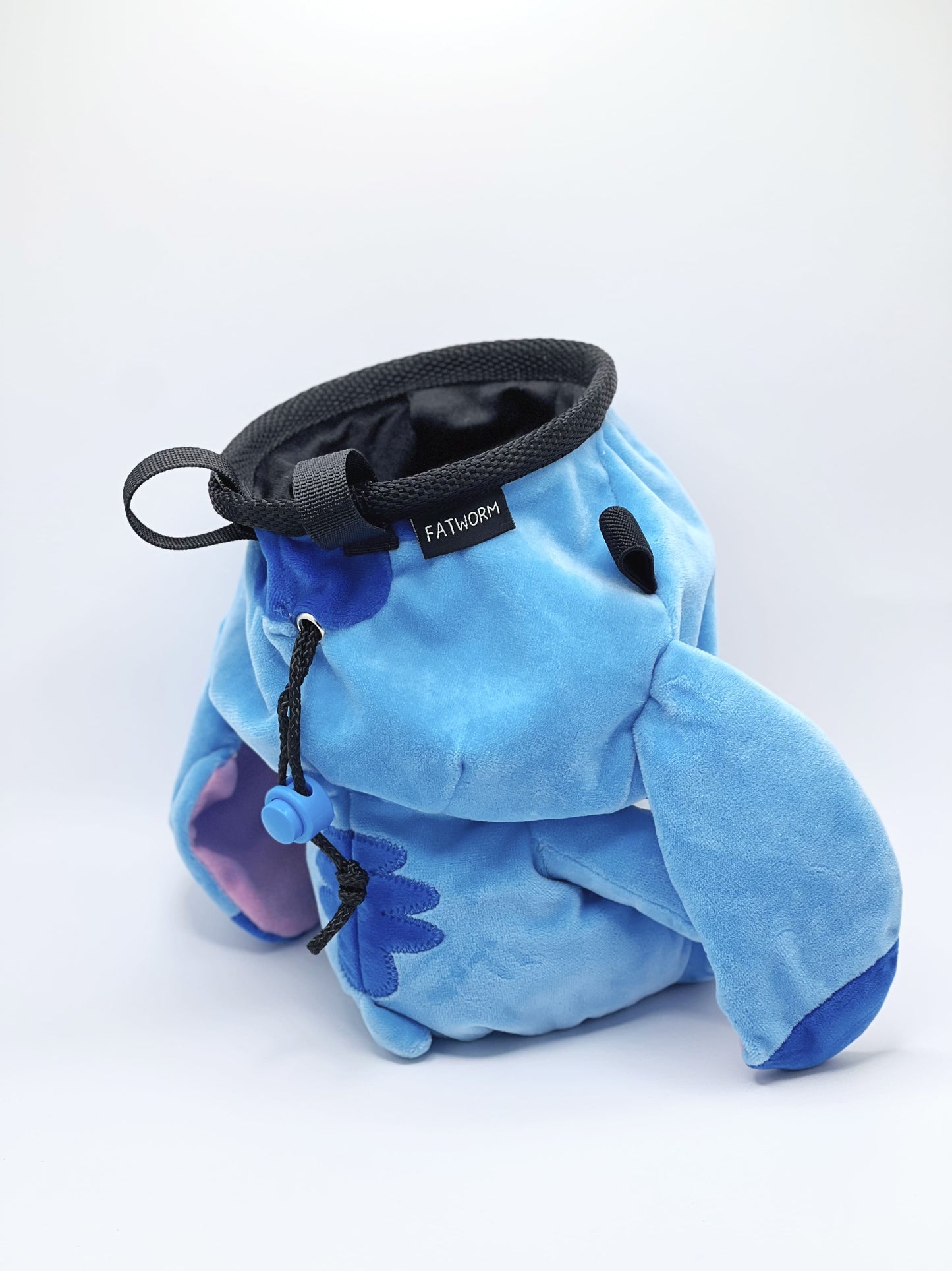 Stitch Climbing plush chalk bag by fatworm cute handmade bouldering