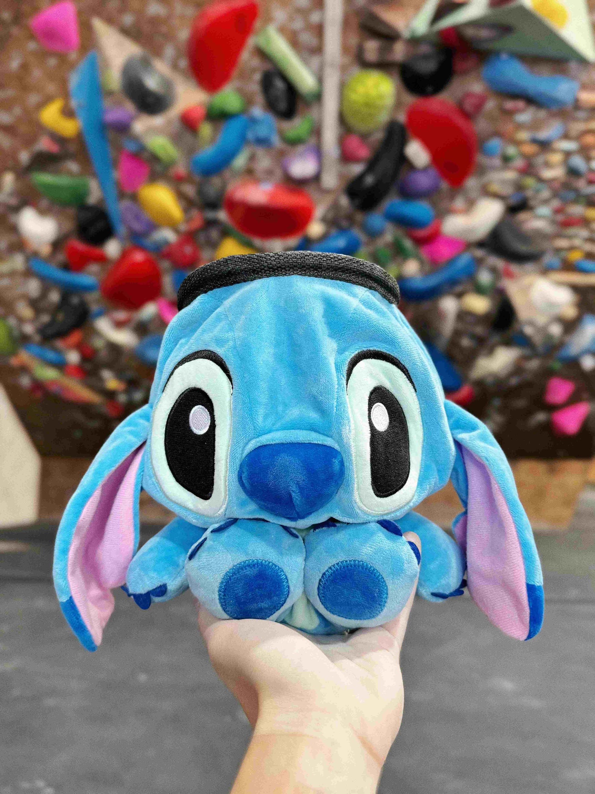 Stitch Climbing plush chalk bag by fatworm cute handmade bouldering