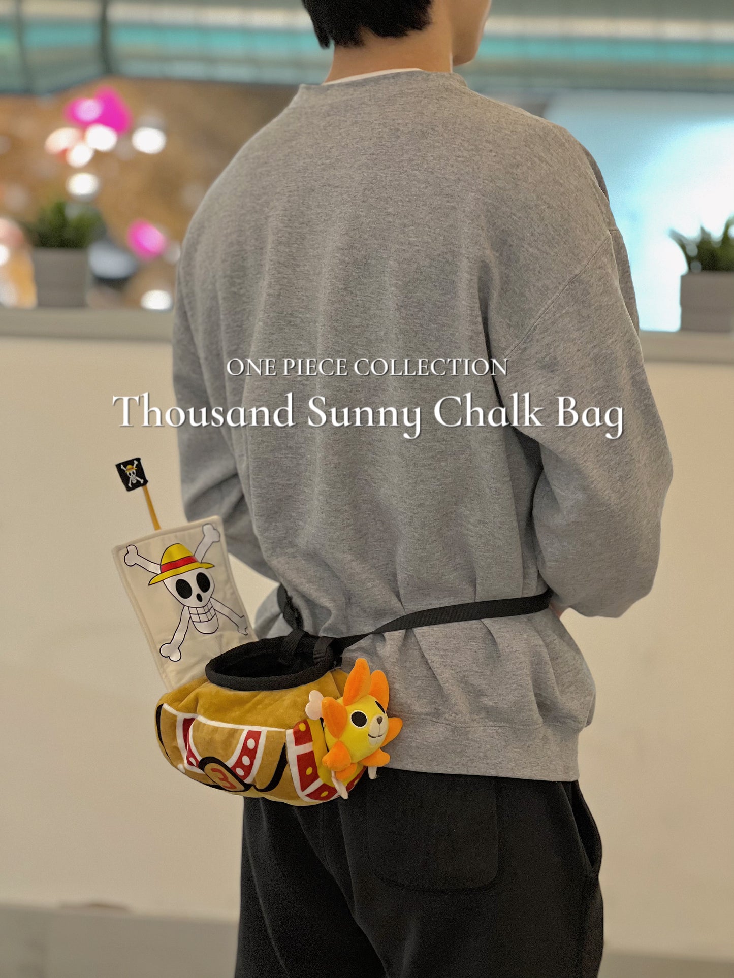 one piece anime cute Thousand Sunny plush chalk bag for rock climbing