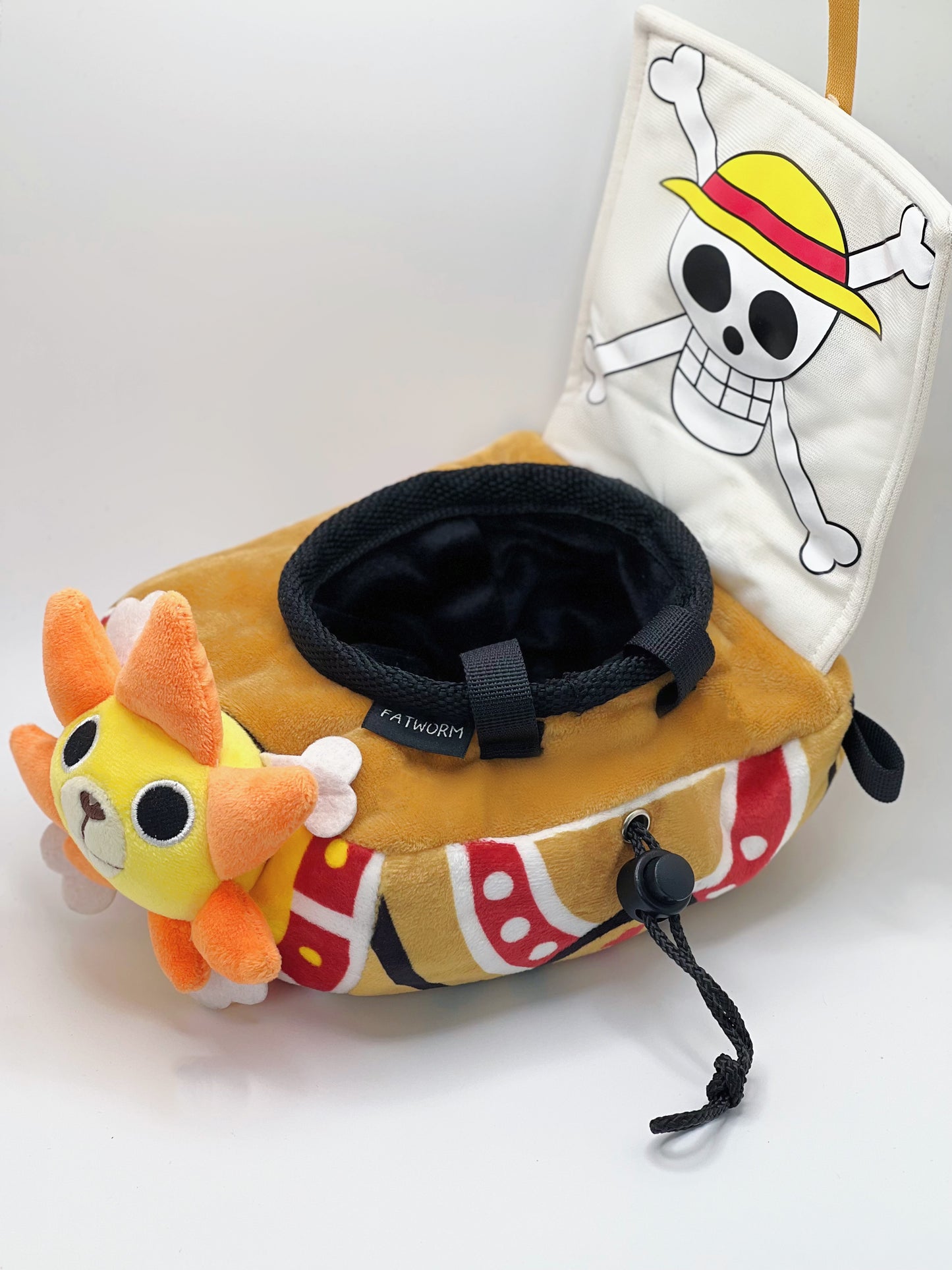 one piece anime cute Thousand Sunny plush chalk bag for rock climbing