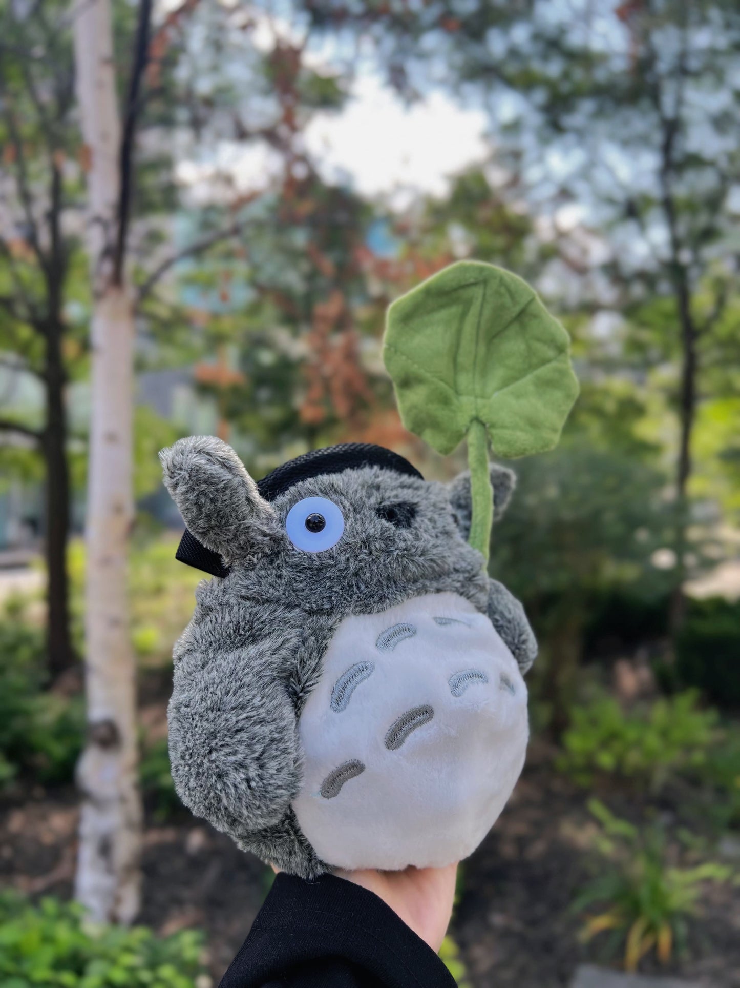 anime cute Totoro with Lotus Leaf chalk bag for rock climbing My Neighbor Totoro plush fatworm handmade chalk bucket