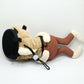 Dazed mocha brown and pink fish design on a cute plush chalk bag for rock climbing. Shows wide shocked eyes,  and a functional stiffened rim. A unique climbing gift for climbers.