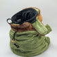 handmade cute climbing chalk bag featuring a capybara design in a military coat