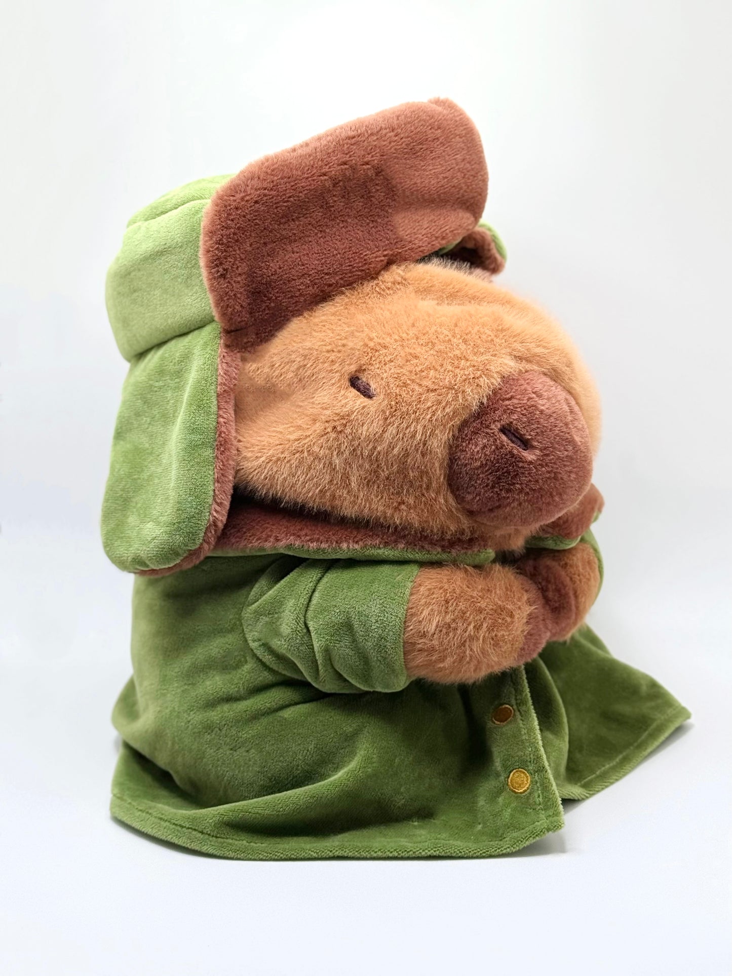 handmade cute climbing chalk bag featuring a capybara design in a military coat