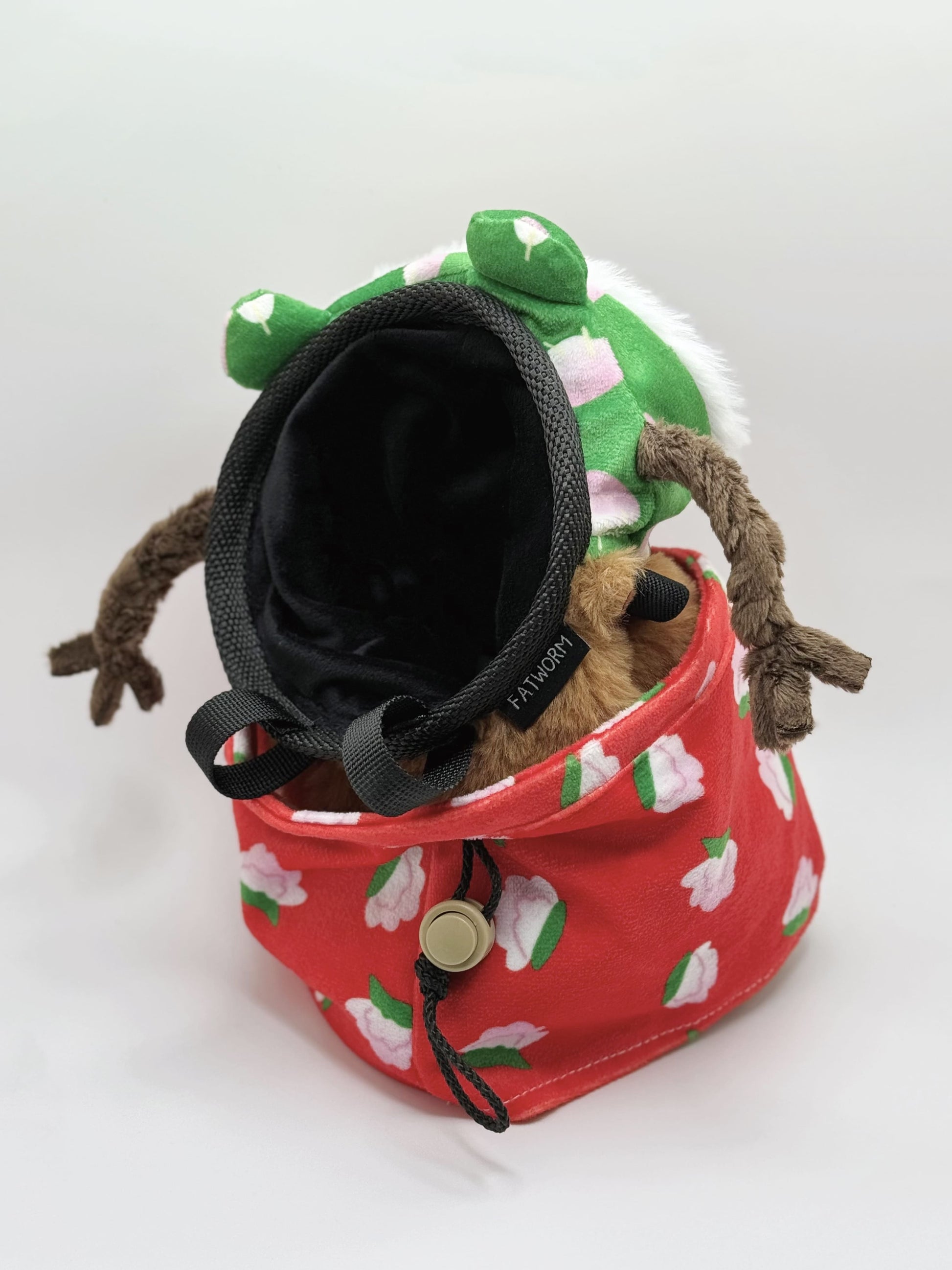 cute plush capybara climbing chalk bag with Dongbei floral coat design