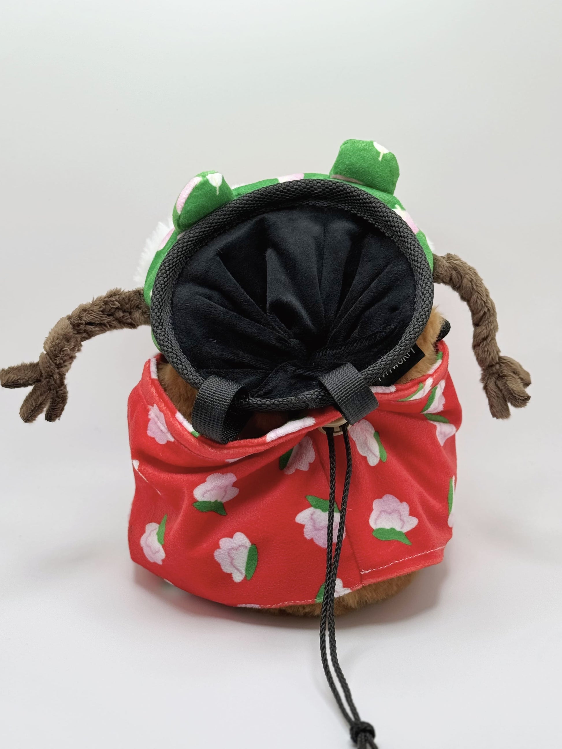 cute plush capybara climbing chalk bag with Dongbei floral coat design