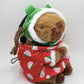 cute plush capybara climbing chalk bag with Dongbei floral coat design