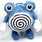A cute anime plush chalk bag by FATWORM featuring a blue tadpole with a black and white swirl on its belly and white gloves. This functional and fluffy bouldering accessory is handmade for bouldering and climbing for rock climbing, offering a long-durable design that makes the perfect climbing gift for a climber.