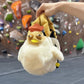 Chaotic chicken chalk bag with funny eyes, plush design, and handle – cute climbing gear for bouldering or gym use