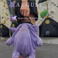 A cute, handmade plush climbing chalk bag featuring Ditto transformed into Gengar, with a purple ghost shape and Ditto’s iconic simple face. Designed with high functionality by a climber, it includes a wide top rim opening, polar fleece lining, a brush loop, and a spill-proof drawstring. A great bouldering gift for rock climbers.