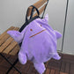 A cute, handmade plush climbing chalk bag featuring Ditto transformed into Gengar, with a purple ghost shape and Ditto’s iconic simple face. Designed with high functionality by a climber, it includes a wide top rim opening, polar fleece lining, a brush loop, and a spill-proof drawstring. A great bouldering gift for rock climbers.