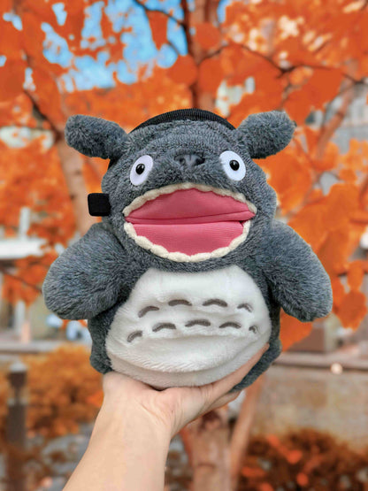 Smiling Hungry Totoro climbing chalk bucket and chalk bag – cute and functional anime plush climbing gear handmade by Fatworm