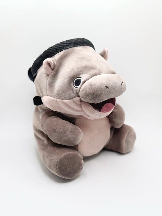 animal Moo Deng Pygmy Hippo Chalk Bag – Handmade plush climbing bag for bouldering and rock climbing by Fatworm Chalk bag. Cute, functional, and unique!