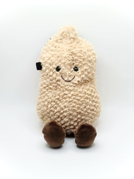 Happy Peanut Chalk Bag: a cute, plush climbing accessory with secure closure and soft lining. Perfect for bouldering and sport climbing.