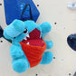 Handmade Gible chalk bucket for climbers, plush Pokémon-inspired bouldering chalk bag with wide rim, fleece lining, and drawstring closure