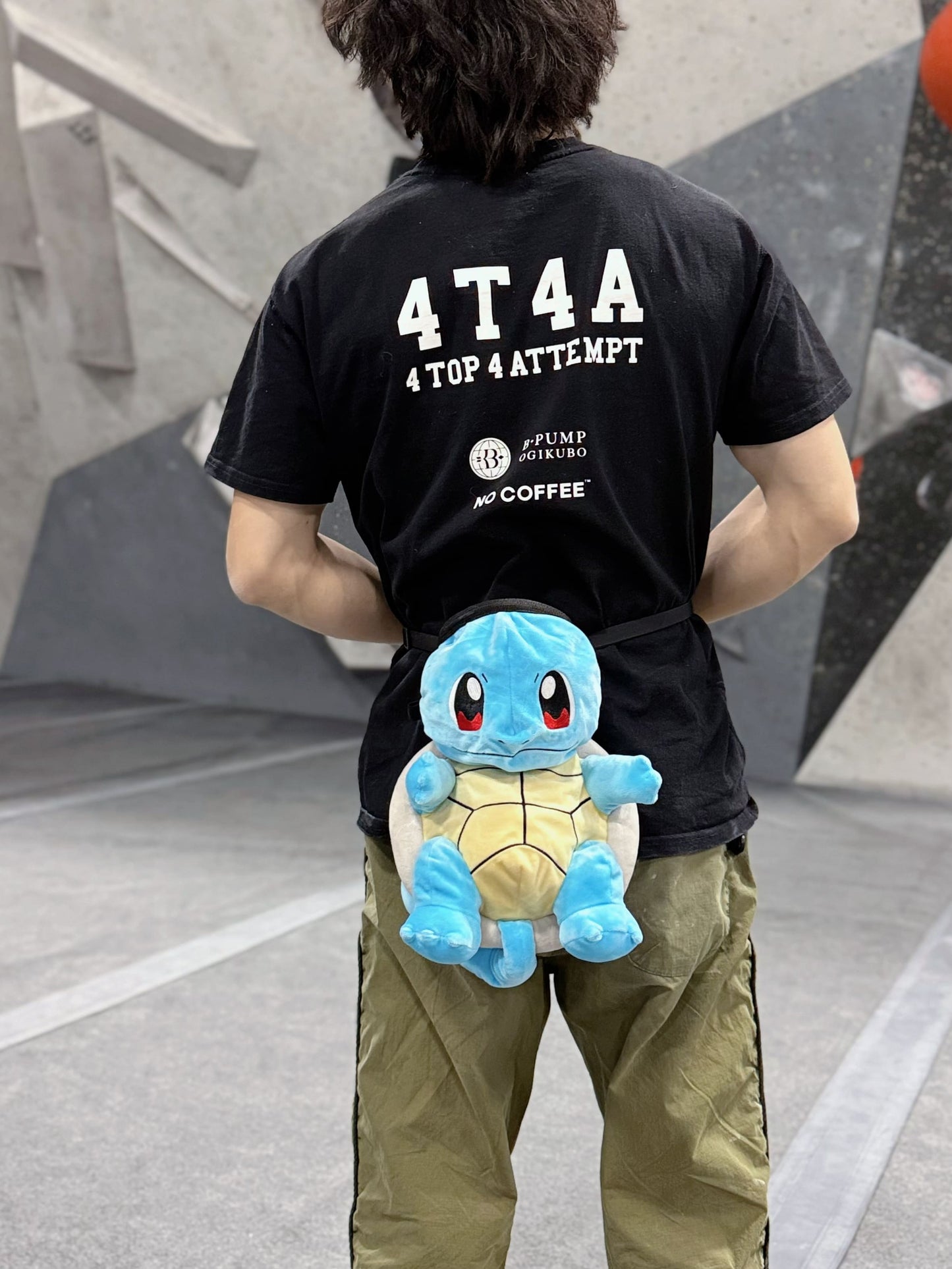 Squirtle plush chalk bag for rock climbing and bouldering, cute Pokémon-inspired climbing accessory