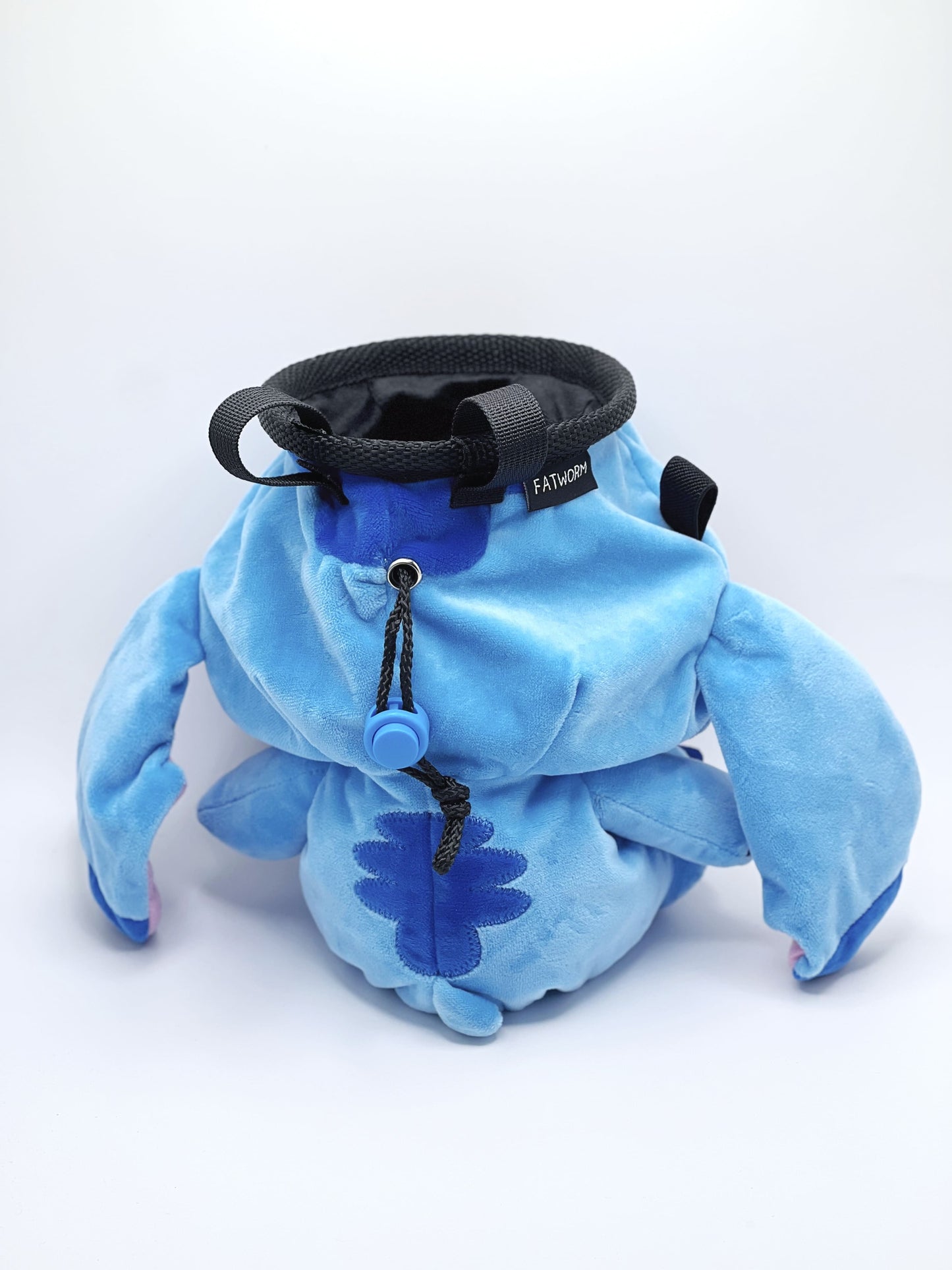 Stitch Climbing plush chalk bag by fatworm cute handmade bouldering