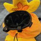 Handmade orange plush Torchic fire chick climbing chalk bag for bouldering. Features yellow feather tufts and a cute bird silhouette. High-quality plush bouldering gift with a 12cm reinforced rim, secure drawstring, and deep black fleece lining for rock climbing.